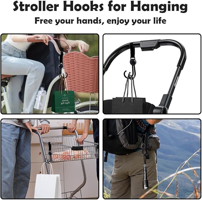 Abnaok Stroller Organizer Bag for Doona with 2PCS Double Stroller Hook, Infant Car Seat Stroller,Large Capacity Diaper Bag, Stroller Accessories Easy Access Zipper Design