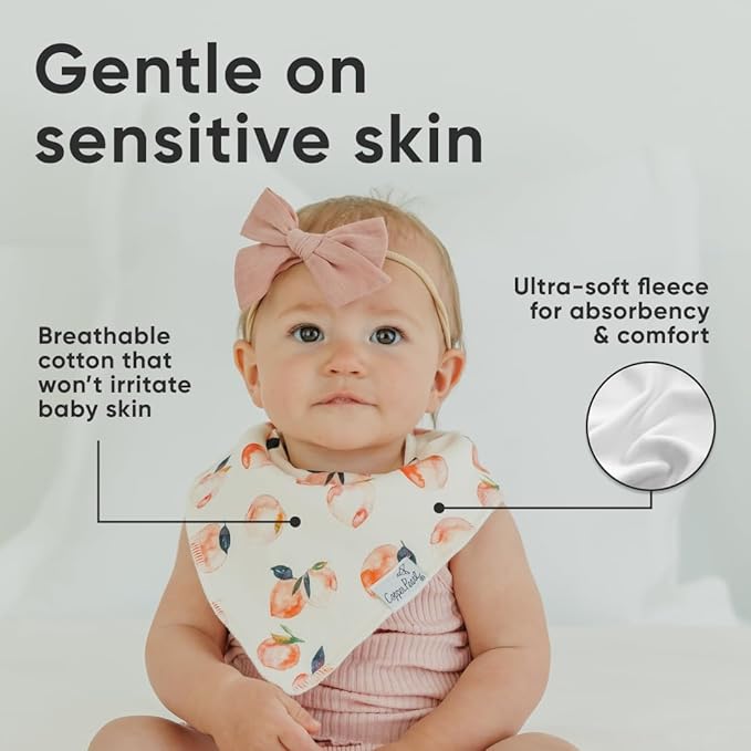 Copper Pearl 4 Pack Soft Cotton Baby Bibs for Drooling and Teething, Absorbent Drool Bibs for Baby Girl and Boy, Adjustable to Fit Newborns to Toddlers, Tons of Styles (Morgan)