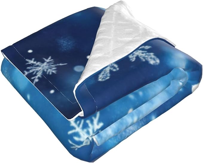 Baby Blanket Snowflake Blue Winter Christmas Pattern for Boy Girl Newborn 30x40 Inch Toddler Infant Nursery Throw Blankets Double Layer Comfy Soft Plush Stroller Crib Quilt