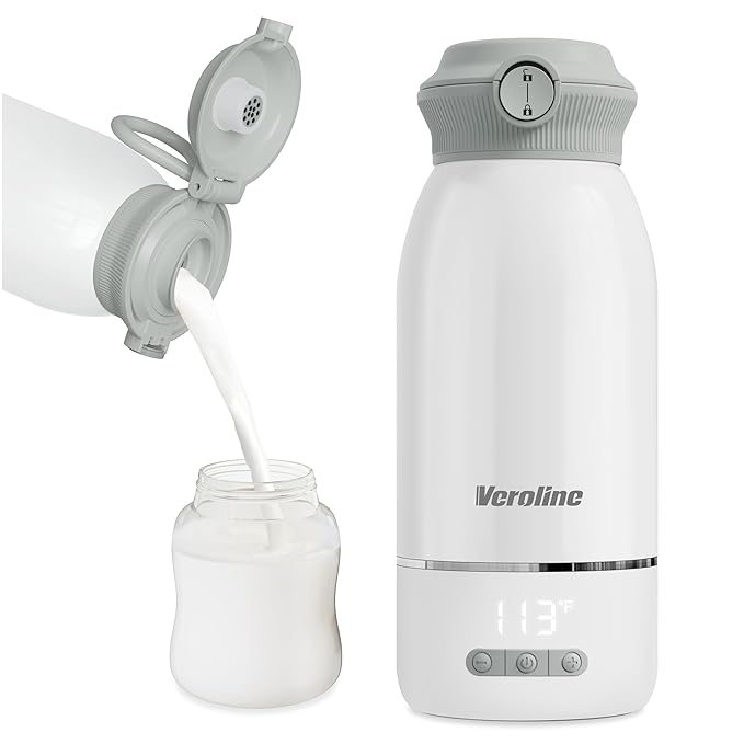 Portable Bottle Warmer, 17 Oz Travel Bottle Warmer with Super Fast Charging, Rechargeable Baby Bottle Warmer with Adjustable Temp & Keep Warm for Formula, Cordless Water Warmer Outdoor