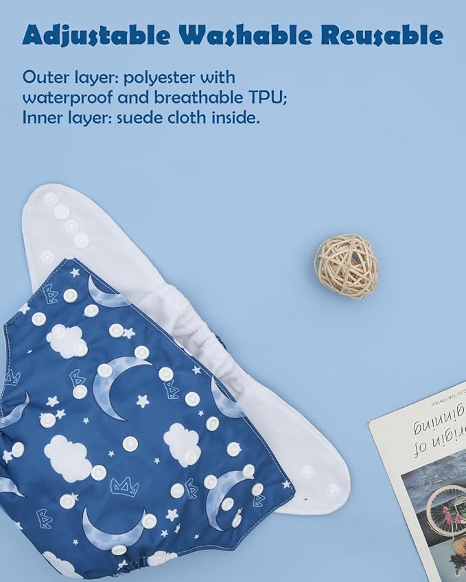 ALVABABY Baby Cloth Diapers 6 Pack with 12 Inserts Cloth Diaper Covers Adjustable Washable Reusable for Baby Girls and Boys 6DM118A
