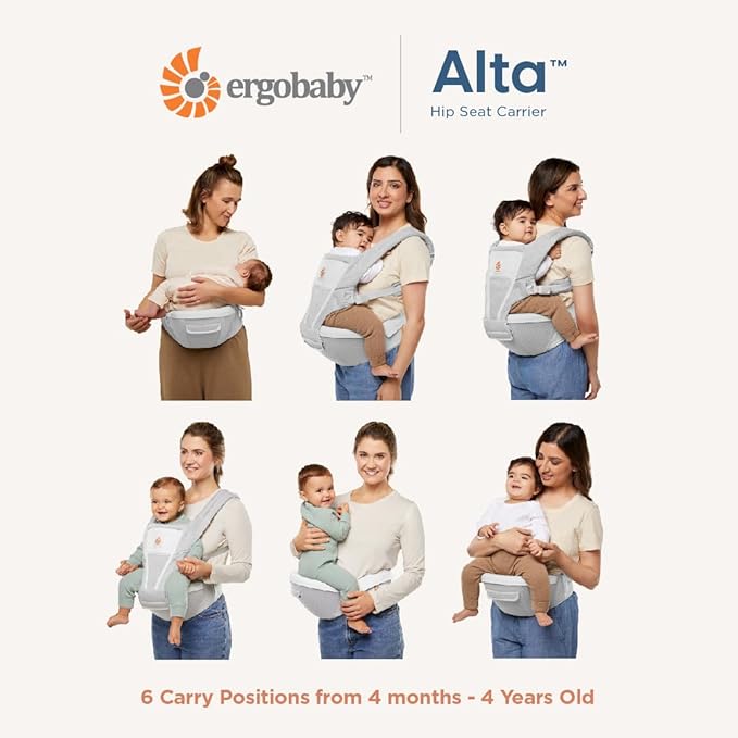 Ergobaby Alta 2-in1 Hip Seat and Carrier - All-Position Breathable Mesh Baby Carrier for 4 Months to 48 Months (12lbs - 45lbs) - SoftFlex™ Mesh - Camel Brown