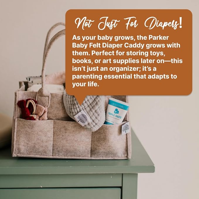 Parker Baby Co. Diaper Caddy - Nursery Storage Bin and Car Organizer for Diapers and Baby Wipes - Oatmeal, Large