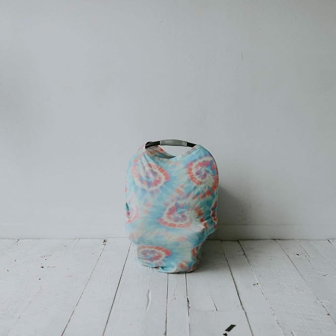 Parker Baby 4 in 1 Car Seat Cover for Girls - Stretchy Carseat Canopy, Nursing Cover, Grocery Cart Cover, High Chair Cover - Bloom