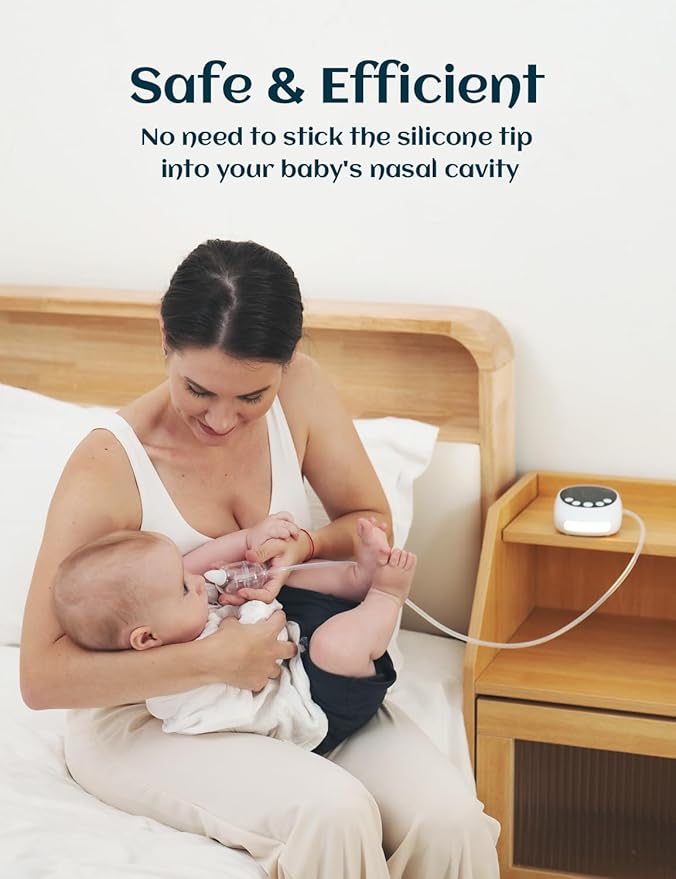 Nasal Aspirator for Baby, Hospital Grade, Electric Nose Sucker with Adjustable 9 Levels Suction, Rechargeable with Night Light and Nursery Rhyme, White