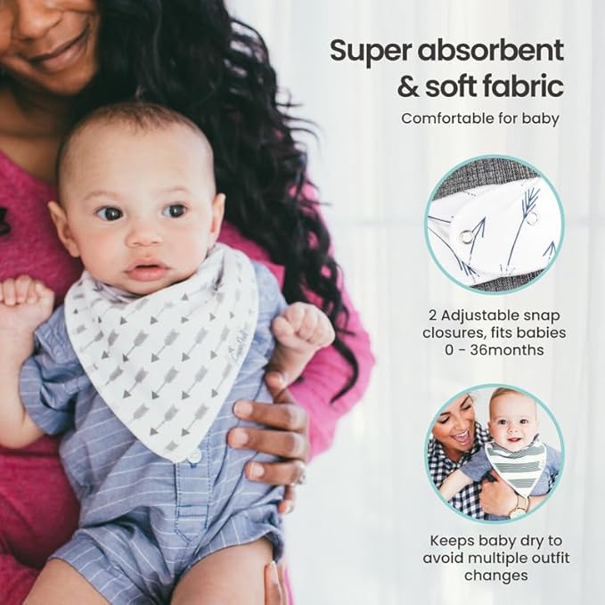 Copper Pearl 4 Pack Soft Cotton Baby Bibs for Drooling and Teething, Absorbent Drool Bibs for Baby Girl and Boy, Adjustable to Fit Newborns to Toddlers, Tons of Styles (Viking)