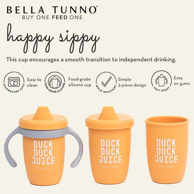 Bella Tunno Sippy Cup, Silicone Training Cup with Transition Handles for Infants, Toddlers & Kids, Babies 6-12 Months & Toddlers 1-3 Years, Boys & Girls, Sippin’ Pretty, 8 oz