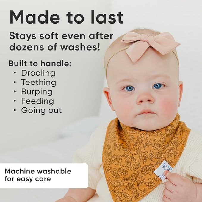 Copper Pearl 4 Pack Soft Cotton Baby Bibs for Drooling and Teething, Absorbent Drool Bibs for Baby Girl and Boy, Adjustable to Fit Newborns to Toddlers, Tons of Styles (Eden)