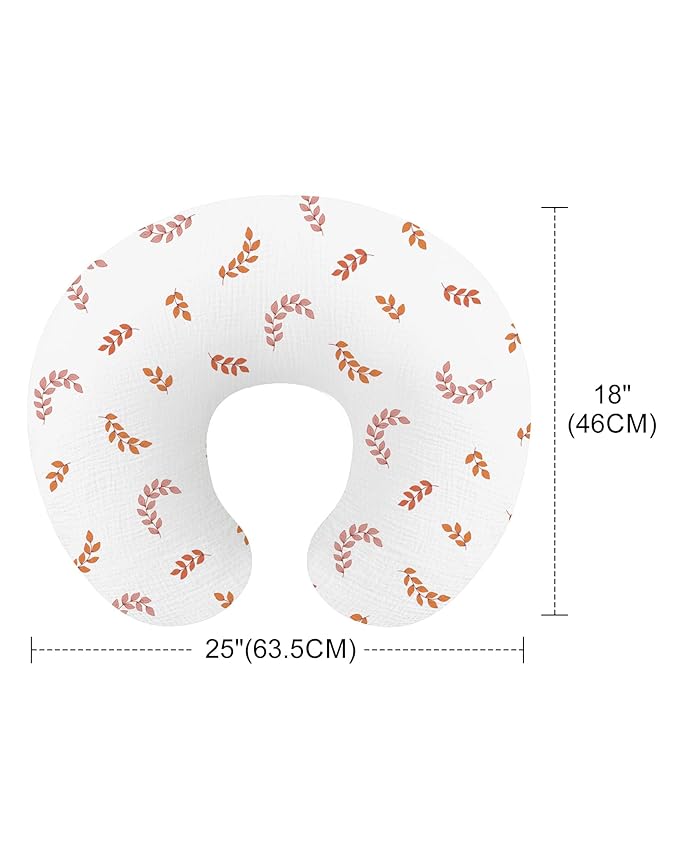 Nursing Pillow Covers, Muslin Nursing Cover for Breastfeeding Pillows, Comfortable for Baby Girls and Boys (Leaf)