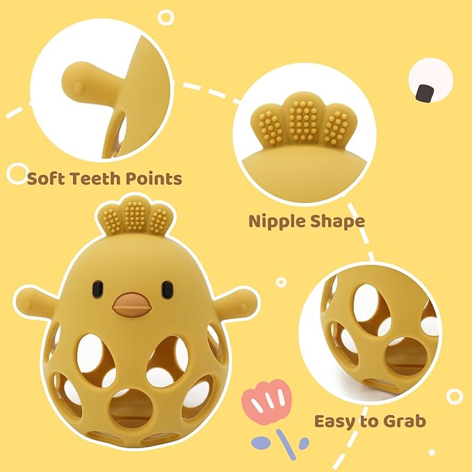 Baby High Chair Toys Teething Chew - Baby Table Toys, High Chair Suction Toy Teething Toys Silicone Teethers, Food Grade Silicon for 6 12 18 Months (Green Yellow)