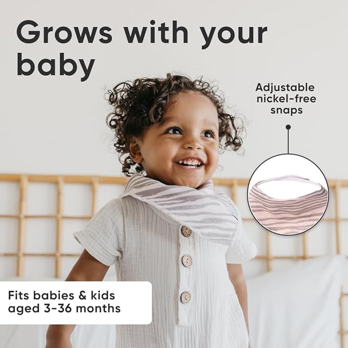 Copper Pearl 4 Pack Soft Cotton Baby Bibs for Drooling and Teething, Absorbent Drool Bibs for Baby Girl and Boy, Adjustable to Fit Newborns to Toddlers, Tons of Styles (Zara)