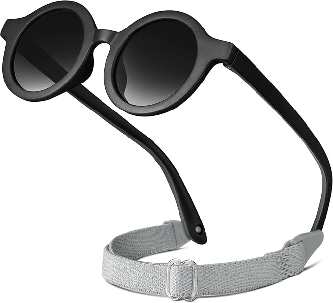 RIVBOS Baby Wrap Polarized UV400 Sunglasses - Soft Frame with Secure Strap for Infant and Newborn (0-24 Months) RBK069