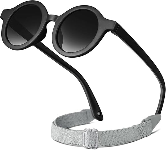 RIVBOS Baby Wrap Polarized UV400 Sunglasses - Soft Frame with Secure Strap for Infant and Newborn (0-24 Months) RBK069