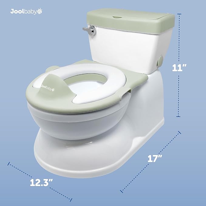 Real Feel 2-in-1 Potty with Wipes Storage, Flushing Sounds & Disposable Liners - Realistic Toilet - Easy to Clean & Assemble - Jool Baby (Sage)
