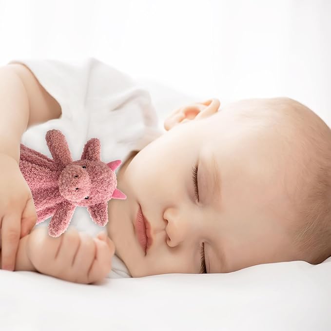 Baby Pale Red Dragon Stuffed Animal Security Blanket, Plush Dinosaur Character Lovey Blanket, Baby Shower/Nursery Gift, Newborn Infant Toddler Snuggle Blankie for Boys Girls, 14 Inches