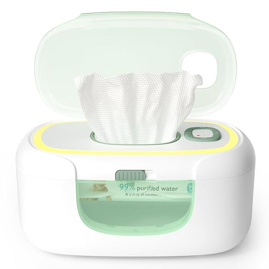 Momcozy New Baby Wipe Warmer, Large Capacity Wipe Dispenser Compatible with 60-80pcs,10-Min Fast Heating,4 Temperature Modes,Innovative Spring Design,Silicone&Top Seals,Even Heating,3-Level Nightlight