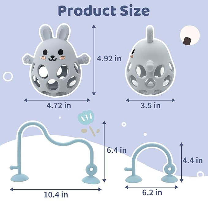 Baby High Chair Suction Toys Teething Chew - Baby Teething Toys Silicone Teethers Table Toys, Food Grade Silicon for 6 12 18 Months (Blue)