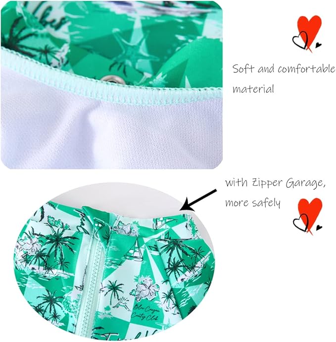 UMELOK Baby Boys UPF 50+ Sun Protection One Piece Rashguard Swimsuit with Snap Bottom