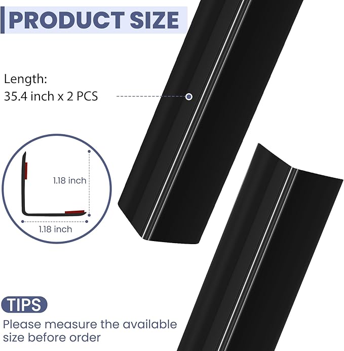 2PCS Wall Corner Protectors Guards - Self Adhesive Corner Protector & Corner Guards for Walls Edge Protection, Easy to Apply - No Tools Needed(Black, 35.4"x1.18")