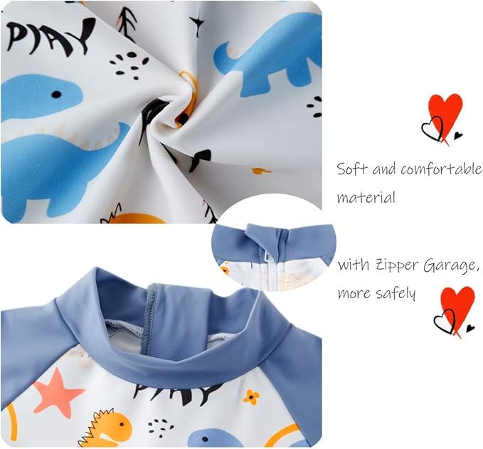 UMELOK Baby Boys UPF 50+ Sun Protection One Piece Rashguard Swimsuit with Snap Bottom