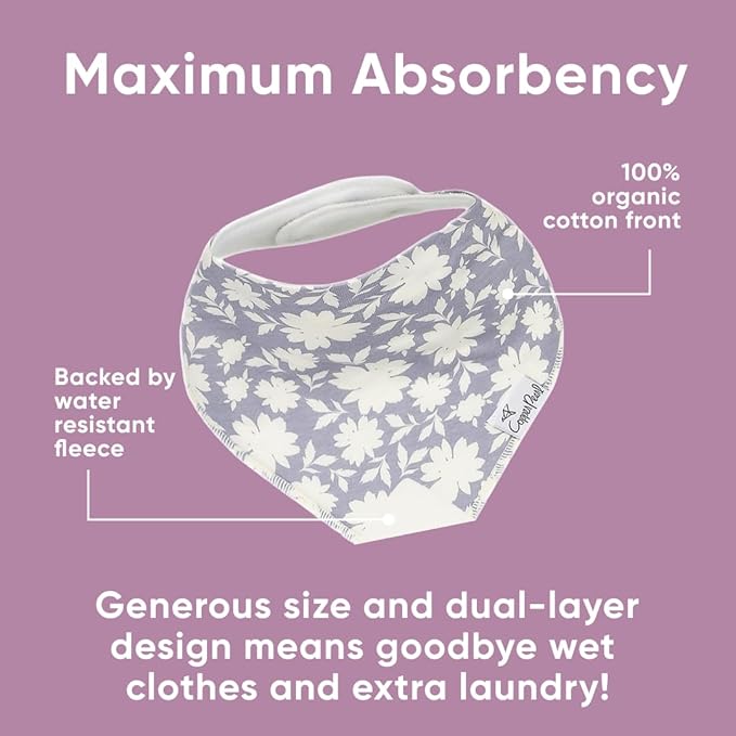 Copper Pearl 4 Pack Soft Cotton Baby Bibs for Drooling and Teething, Absorbent Drool Bibs for Baby Girl and Boy, Adjustable to Fit Newborns to Toddlers, Tons of Styles (Lacie)