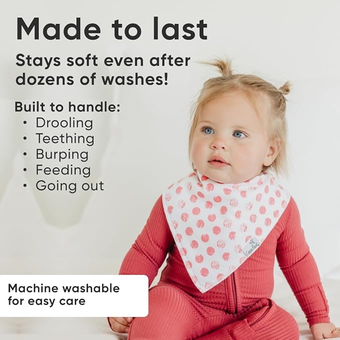 Copper Pearl 4 Pack Soft Cotton Baby Bibs for Drooling and Teething, Absorbent Drool Bibs for Baby Girl, Adjustable to Fit Newborns to Toddlers, Tons of Styles (Claire Set)