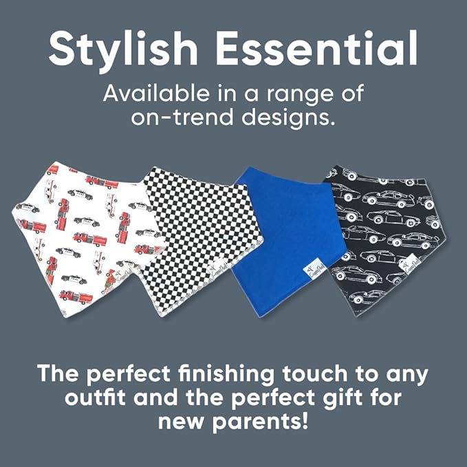 Copper Pearl 4 Pack Soft Cotton Baby Bibs for Drooling and Teething, Absorbent Drool Bibs for Baby Girl and Boy, Adjustable to Fit Newborns to Toddlers, Tons of Styles (Nash)