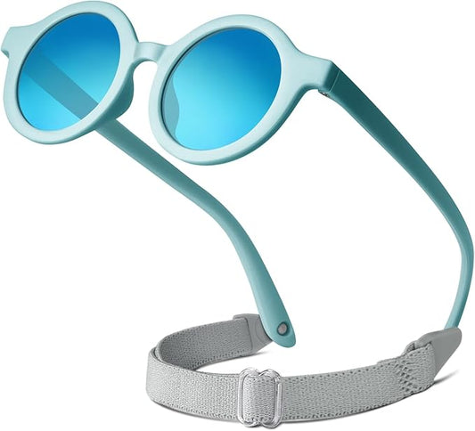 RIVBOS Baby Wrap Polarized UV400 Sunglasses - Soft Frame with Secure Strap for Infant and Newborn (0-24 Months) RBK069