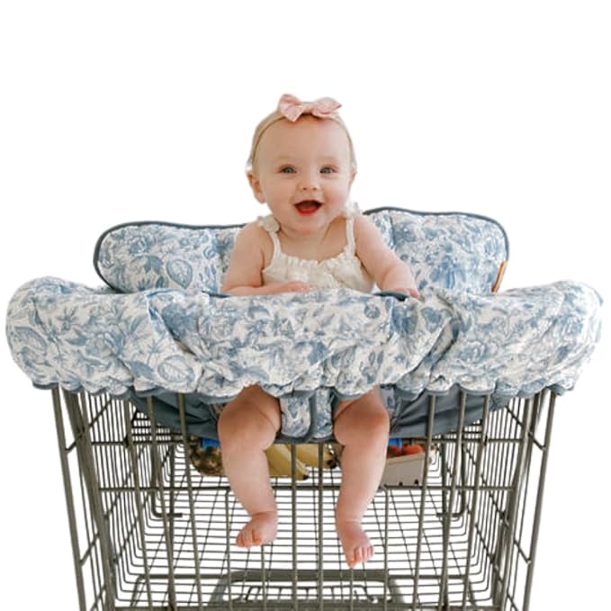 2-in-1 Cushy Cart Cover and High Chair Cover | Universal Fit | Includes Storage Pouch (Heritage Blue)