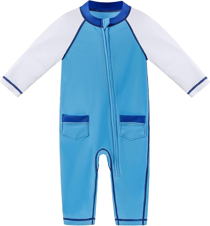 Baby Swimsuit UPF 50+ Sun Protection One Piece Zipper Beach Swimwear for Little Boys Girls Toddler