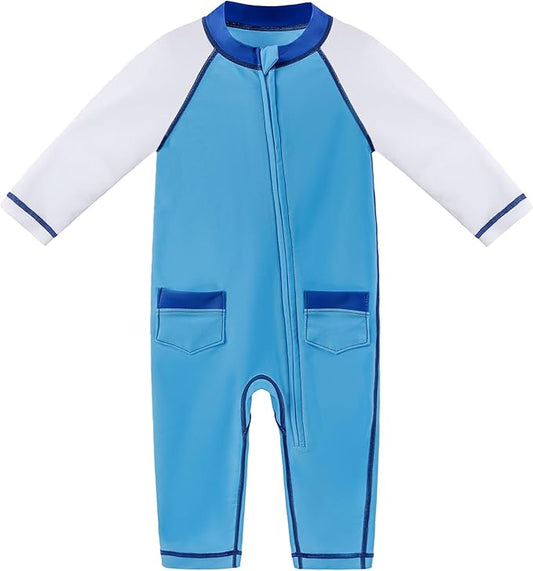 Baby Swimsuit UPF 50+ Sun Protection One Piece Zipper Beach Swimwear for Little Boys Girls Toddler