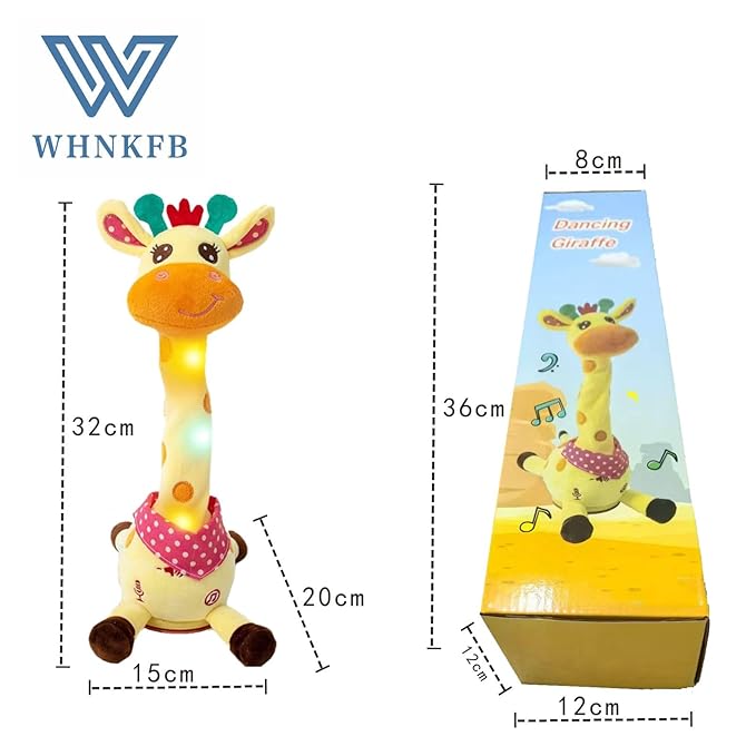 Dancing Giraffe Plush Baby Toy 6-12 Months - Talking Giraffe Stuffed Animal Singing Songs & Repeat What You Say, Musical Light Up Toy for Toddlers 1-3 Years Boy Girl, Soft Interactive Gift