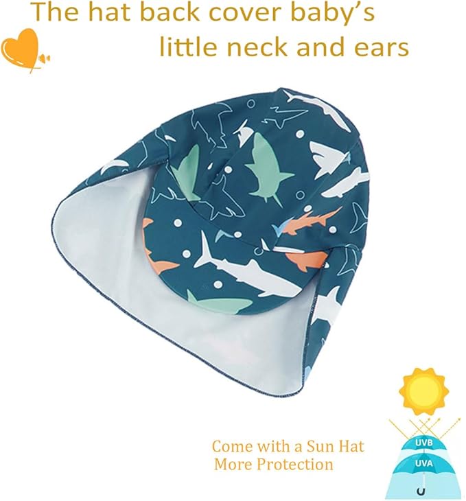 UMELOK Baby Boys UPF 50+ Sun Protection One Piece Rashguard Swimsuit with Snap Bottom