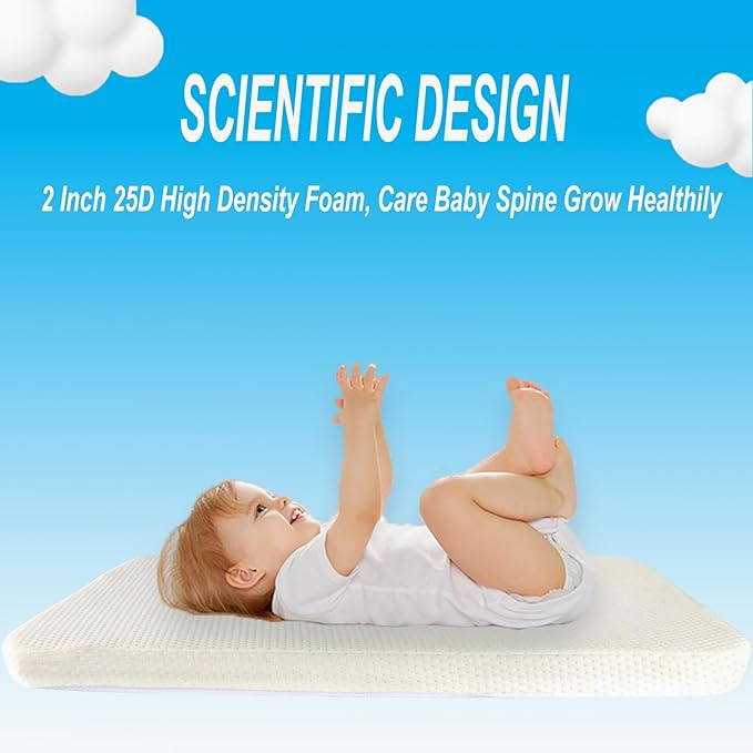 Mecc ecoh Baby Bassinet Mattress, 100% Breathable Cover, Water Resistant Lining, Rectangle 34x18x2 Fit for Cowiewie/Cuddor/bicystar/Baby Trend Bassinet