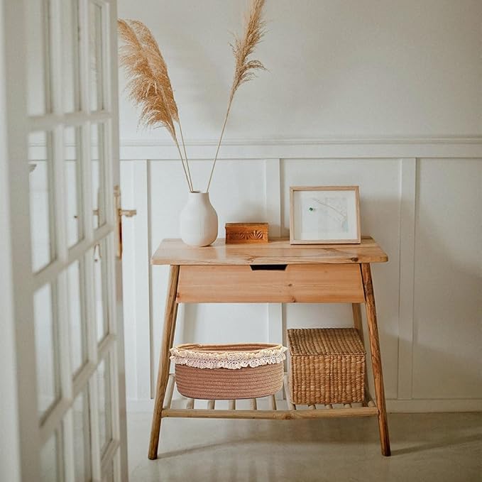 Yimi's Dream Baskets for Gifts Empty, Small Brown Storage Basket for Shelves, Decorative Jute Woven Basket for Nursery, Baby Shower, Christmas, Families (Oval, 12"x 8"x 5")