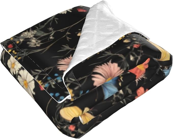 Baby Blanket Wildflower Botanical Butterfly Flower for Boy Girl Newborn 30x40 Inch Toddler Infant Nursery Throw Blankets Double Layer Comfy Soft Plush Stroller Crib Quilt
