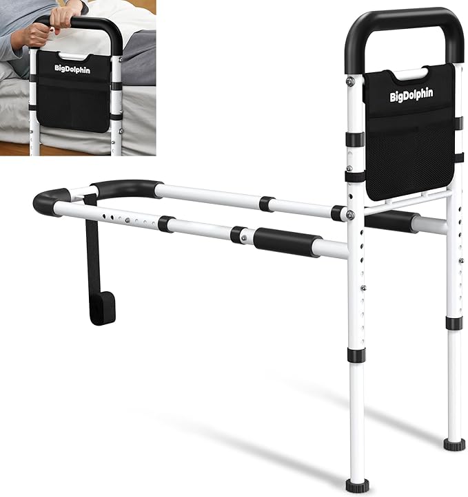Bed Rails for Elderly Adults Safety 2026 Upgrade - ASTM Certified, 350 LBS Capacity, Tool-Free Assembly, Non-Slip Ergonomic Handle with Storage Pocket, Safe Bed Rails for Seniors