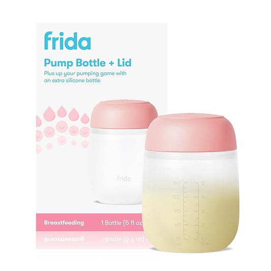 Frida Mom 2-in-1 Manual Breast Pump Silicone Bottle + Replacement Lid, Milk Collector for Breastfeeding, 5oz