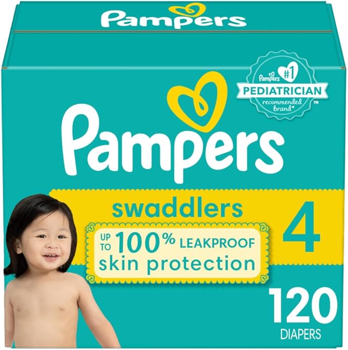 Pampers Baby Diapers - Swaddlers - Size 4, 120 Count, Ultra Absorbent Disposable Infant Diaper