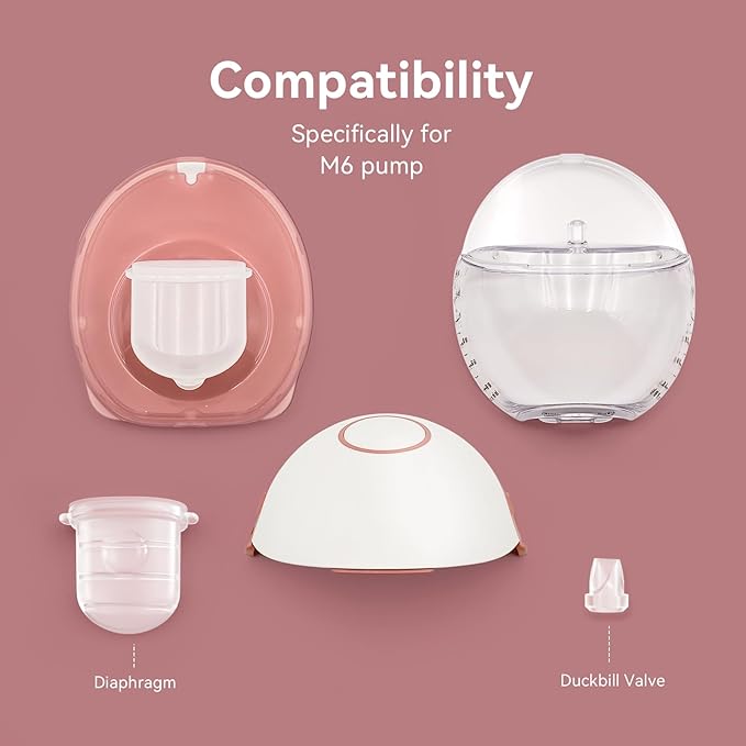 Diaphragm & Duckbill Valve Set Compatible with Momcozy M6 Breast Pump, Includes 6 Duckbill Valves and 4 Diaphragms, Pump Parts Works with Mobile Style M6