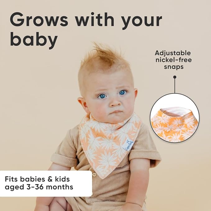 Copper Pearl 4 Pack Soft Cotton Baby Bibs for Drooling and Teething, Absorbent Drool Bibs for Baby Girl and Boy, Adjustable to Fit Newborns to Toddlers, Tons of Styles (Tide)