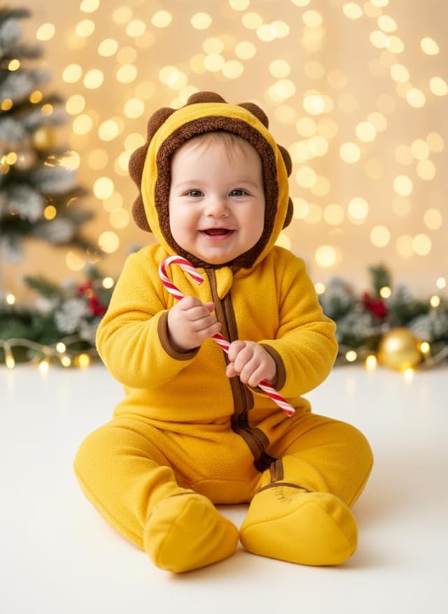 PATPAT Fleece Hooded Footed Romper Clothes, Soft Warm Footie Covers, Car Seat Friendly, Easy Zip, Cute Boy Girl