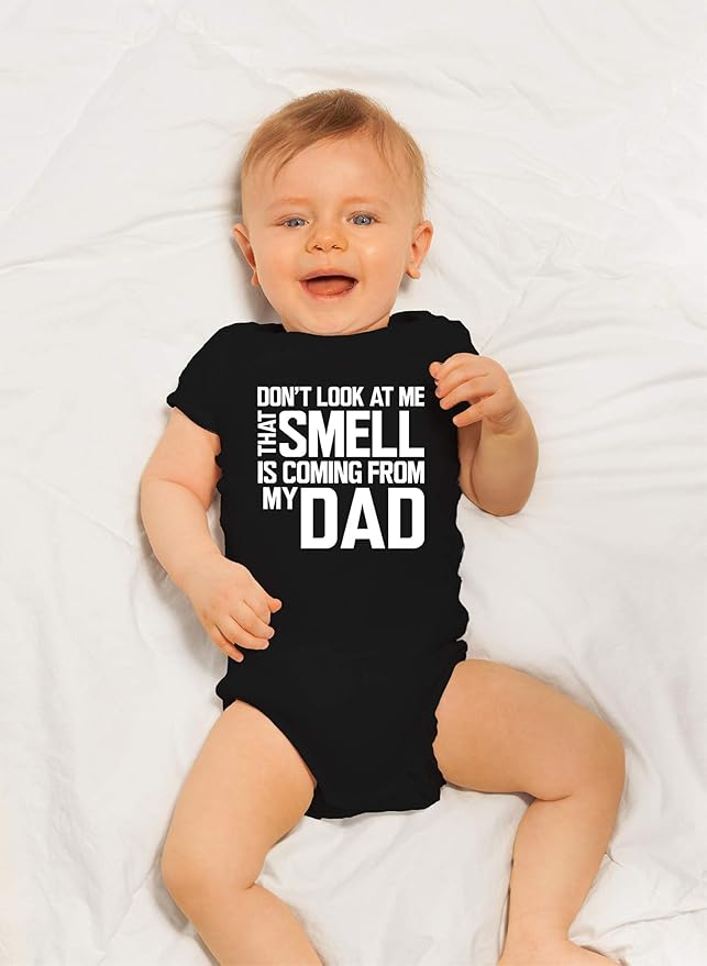CBTwear Don’t Look at Me That Smell Is Coming From Dad - Baby Clothes - Funny Newborn Bodysuit Outfits for Boys and Girls