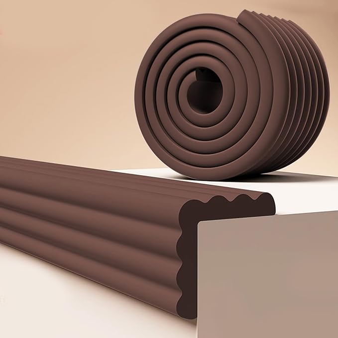 Baby Edge and Corner Guards, Soft Foam Furniture Protector, Table Bumper Strip,3.15inch x 6.56 ft, Brown,Baby Proofing Bumper for Table, Fireplace (Brown)