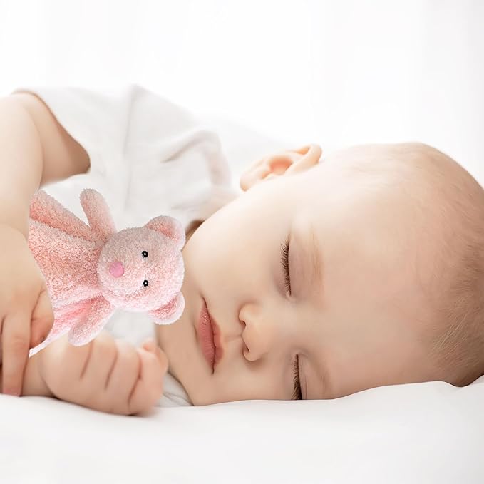 Baby Pink Teddy Bear Soft Stuffed Animal Security Blanket, Plush Bear Character Lovey Blanket, Baby Shower/Nursery Gift, Newborn Infant Toddler Snuggle Blankie for Boys Girls, 14 Inches