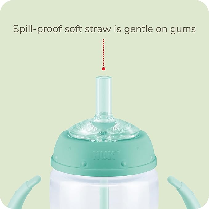 NUK Learner Straw Cup, 5oz, 2-Pack - Toddler Sippy Cup with Soft Straw for Easy Drinking, Suitable for Ages 6 Months and Up, Timeless Collection