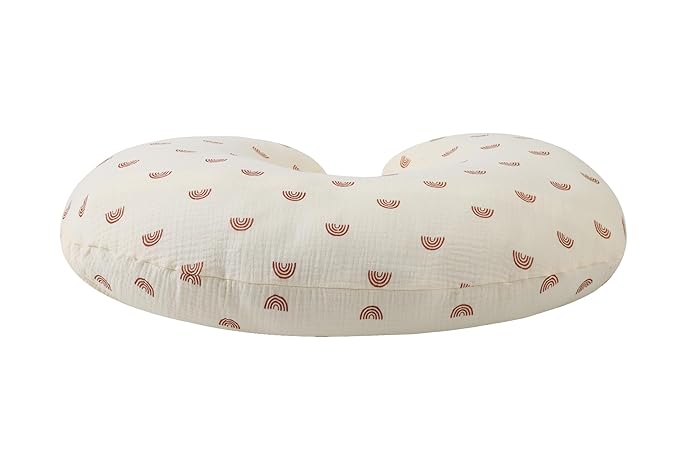 Onacosht Muslin Nursing Pillow Cover Soft 100% Cotton Feeding Pillow Slipcover Fits Standard Infant Nursing Pillow for Boy and Girl, Rainbow Printing