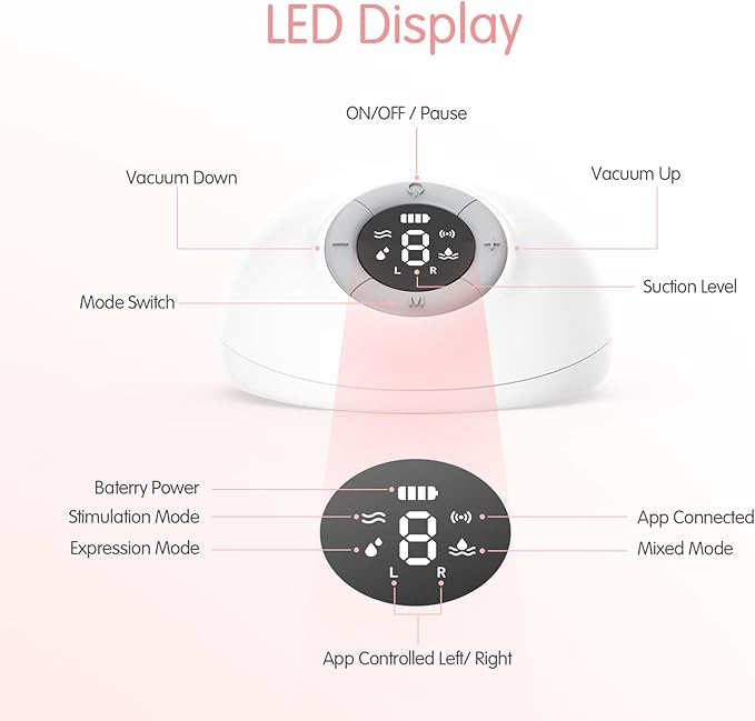 Upgraded APP Control Wearable Breast Pump for E4 (2 Count White)