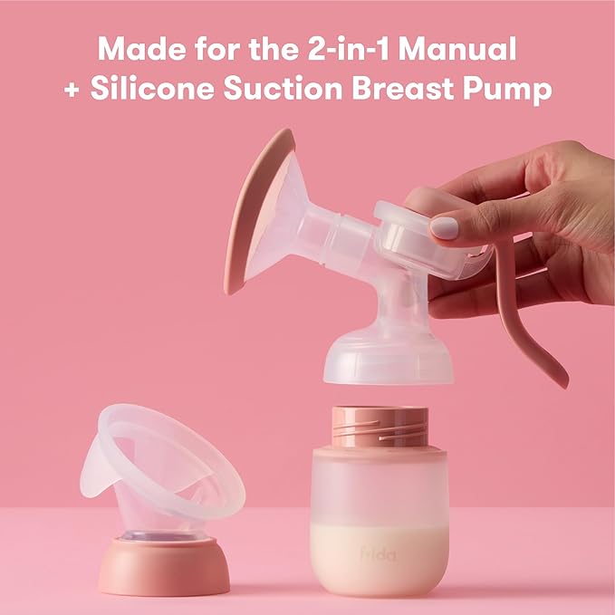 Frida Mom 2-in-1 Manual Breast Pump Silicone Bottle + Replacement Lid, Milk Collector for Breastfeeding, 5oz