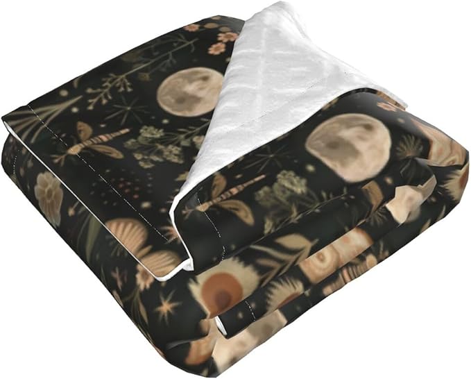 Baby Blanket Vintage Butterfly Moon Flower for Boy Girl Newborn 30x40 Inch Toddler Infant Nursery Throw Blankets Double Layer Comfy Soft Plush Stroller Crib Quilt